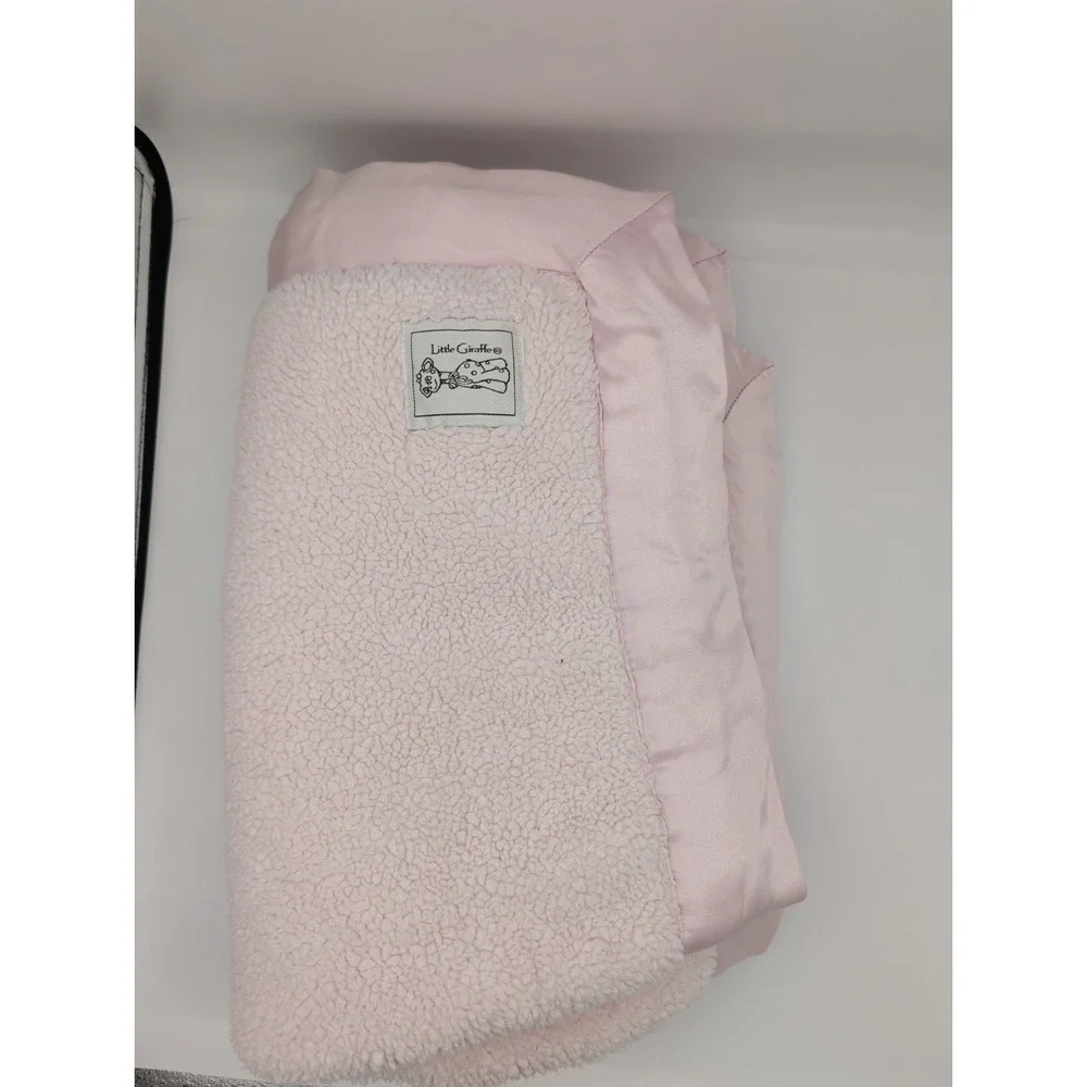Little Giraffe Pink Baby Blanket Satin Edge 35x29 Chenille Security Lovie Luvie
